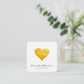 Cutesy Gold Heart Quadratische Visitenkarte (Stehend Vorderseite)