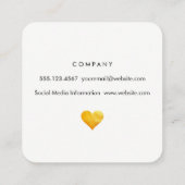 Cutesy Gold Heart Quadratische Visitenkarte (Rückseite)