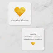 Cutesy Gold Heart Quadratische Visitenkarte (Vorne/Hinten)