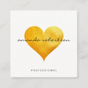 Cutesy Gold Heart Quadratische Visitenkarte