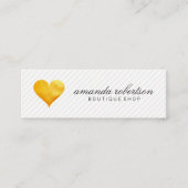Cutesy Gold Heart Strip Muster Mini Visitenkarte (Vorderseite)