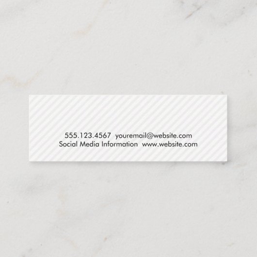 Cutesy Gold Heart Strip Muster Mini Visitenkarte (Rückseite)