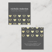 Cutesy Gold Hearts Muster Quadratische Visitenkarte (Vorne/Hinten)