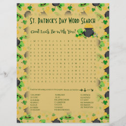 Cutesy Luck for Irish Word Search Game Flyer