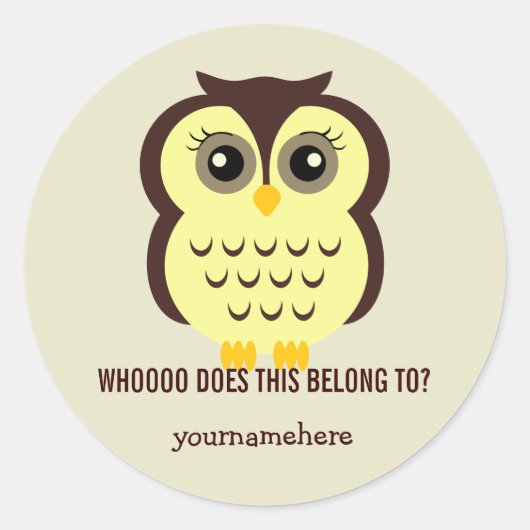 Cutesy Owl DAS GEHÖRT ZU Stickern Runder Aufkleber (Vorderseite)