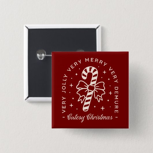 Cutesy Weihnachtscreme Zuckerrohrbogen rot Button (Vorne & Hinten)