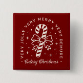 Cutesy Weihnachtscreme Zuckerrohrbogen rot Button (Vorderseite)