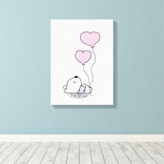 CuteTeddy Bear Pink Balloons Girls Bedroom Kinderz Leinwanddruck (Insitu (Holzboden))