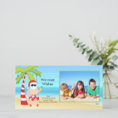 CuteTropical Weihnachtssankt-Familien-Foto-Karte Feiertagskarte (Stehend Vorderseite)