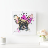 Cutie French Bull Dog Quadratische Wanduhr (Zuhause)
