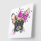 Cutie French Bull Dog Quadratische Wanduhr (Winkel)