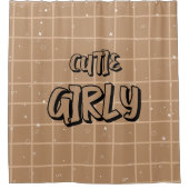 Cutie Girly Brown Gingham Shower Curtain Duschvorhang (Vorderseite)