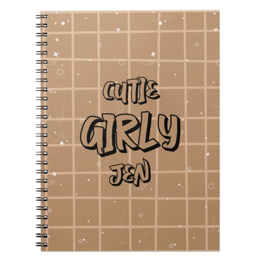 Cutie Girly Brown Gingham Spiral Notebook Notizblock (Vorderseite)
