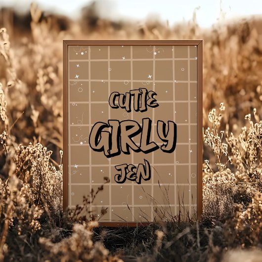 Cutie Girly Brown Gingham Wall Art Poster