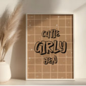Cutie Girly Brown Gingham Wall Art Poster