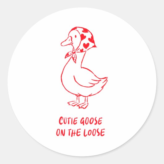 Cutie Goose Valentine Hearts Bandana Cute Barnyard Runder Aufkleber (Vorderseite)