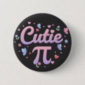 Cutie Pi Symbol Math Pun Pink Butterfly Hearts Button (Vorderseite)