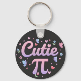 Cutie Pi Symbol Math Pun Pink Butterfly Hearts Schlüsselanhänger