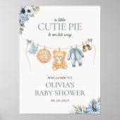 Cutie Pie Blue Fall Boy Baby Shower Welcome Poster (Vorne)