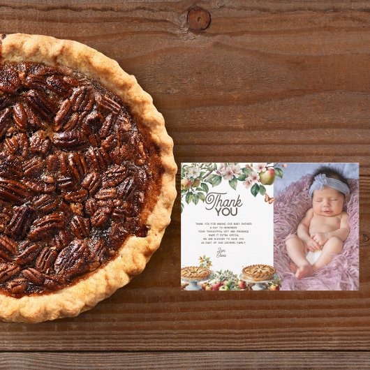Cutie Pie | Fall Autumn Baby Shower  Dankeskarte