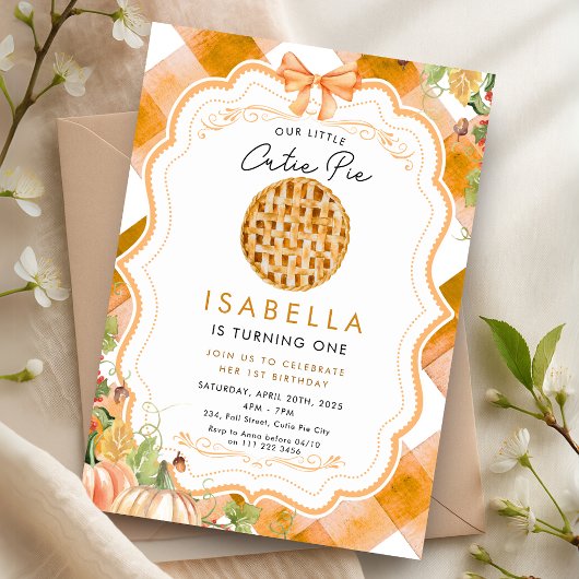 Cutie Pie Fall First 1st Birthday Thanksgiving Einladung