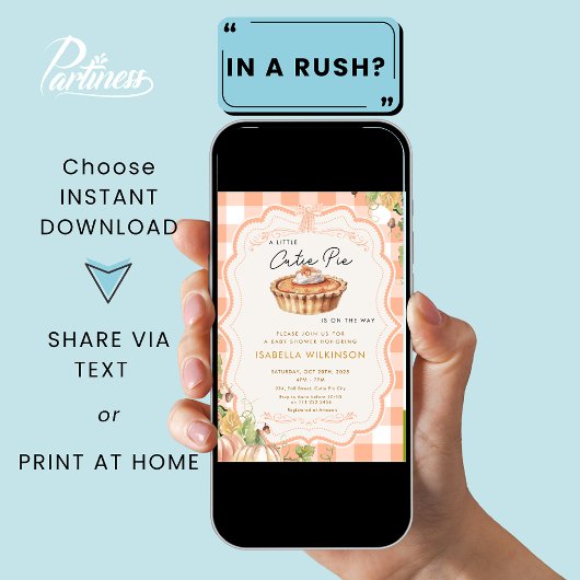 Cutie Pie Fall Pumpkin Pie Baby Shower Einladung