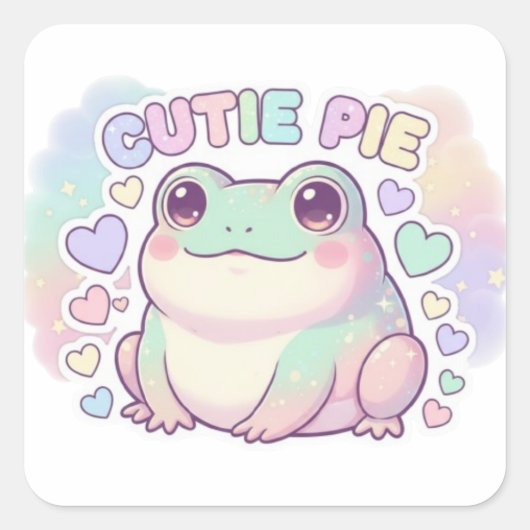 Cutie Pie Frog Sticker Cute Sparkle Frog Kawaii Ae (Vorderseite)