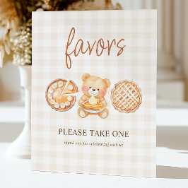 Cutie Pie Gingham Teddy Bear Baby Shower Favors Sockelschild