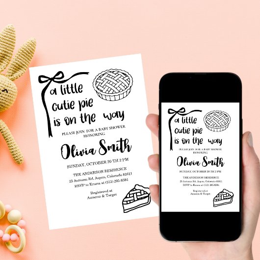 Cutie Pie is on the Way, Fall Baby Shower Einladung