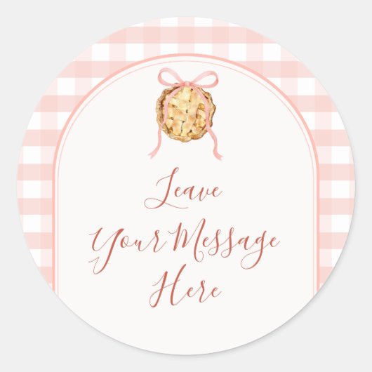 Cutie Pie Pastel Pink Bow Baby Shower Your Message Runder Aufkleber (Vorderseite)
