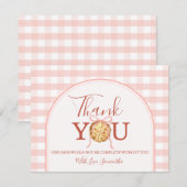 Cutie Pie Pastel Pink Bow Gingham Fall Baby Shower Dankeskarte (Vorne/Hinten)