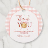 Cutie Pie Pastel Pink Bow Gingham Fall Baby Shower Geschenkanhänger (Rückseite)