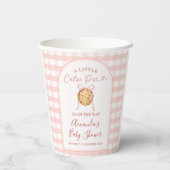 Cutie Pie Pastel Pink Bow Gingham Fall Baby Shower Pappbecher (Rückseite)