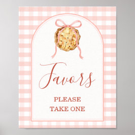 Cutie Pie Pastel Pink Gingham Baby Shower Favors Poster