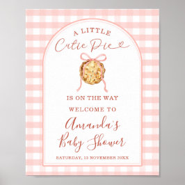 Cutie Pie Pastel Pink Gingham Baby Shower Welcome Poster