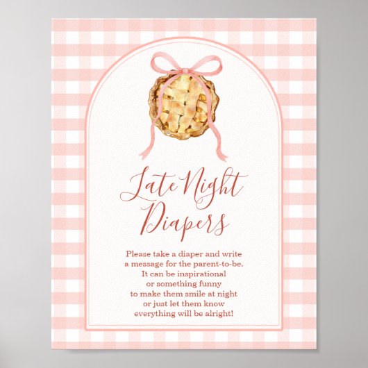 Cutie Pie Pastel Pink Gingham Late Night Diapers Poster (Vorne)