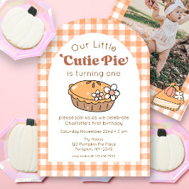 Cutie Pie Pumpkin Birthday Photo Invitation Einladung