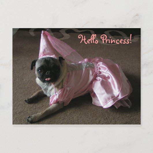 Cutie Pug Princess Postkarte (Vorderseite)