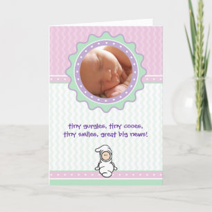 Cutietoots Geburtsanzeige - Rosa/Grün - Mädchen Ankündigung