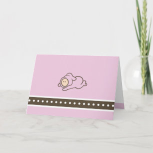 Cutietoots Rosa und Braune Babypostkarte Dankeskarte