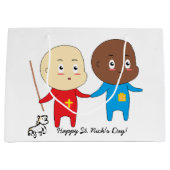 Cutiful Kids Art Funny St Nicholas und Friend Große Geschenktüte (Vorderseite)