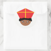 Cutiful Kids Art St. Nicholas Miter Zwarte Piet Runder Aufkleber (Tasche)