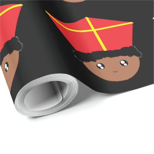 Cutiful Kids Art St. Nicholas Miter Zwarte Piet W. Geschenkpapier (Rolleneckpunkt)