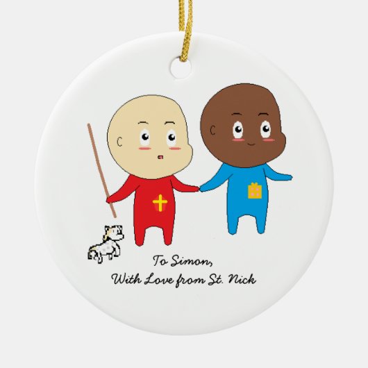 Cutiful Kids Art St. Nicholas Niedlich Twin Babies Keramikornament (Vorne)