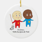 Cutiful Kids Art St. Nicholas Niedlich Twin Babies Keramikornament (Hinten)