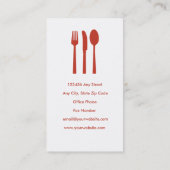 Cutlery Cafe Business Card (Dk Retro Red) Visitenkarte (Rückseite)