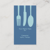 Cutlery Cafe Business Card (Dunkelblau) Visitenkarte (Vorderseite)