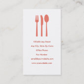 Cutlery Cafe Business Card (Retro Red) Visitenkarte (Rückseite)