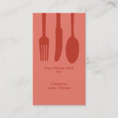 Cutlery Cafe Business Card (Retro Red) Visitenkarte (Vorderseite)