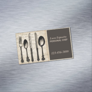 Cutlery Catering Restaurant Caterer Persönlicher K Magnetische Visitenkarte